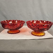Amberina Red Harvest Grape Tapered Candle Dishes (Set of 2) 4.75 Dia. picture