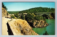 Deception Pass WA-Washington, Canoe Bridges, Puget Sound, Vintage Postcard picture