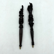 Wooden Hand Carved Pens Elephant and Rhino picture