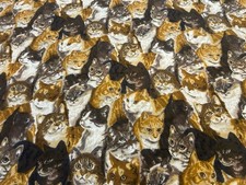 3ft x 2ft of Cats Feline Kitten all over Print Fabric David Textiles picture