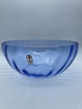 VTG Large StunningServing Bowl-Pilgrim Handblown Glass Paneled Blue-Gift Quality picture
