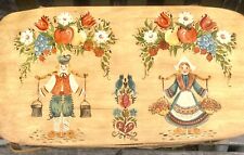 Vintage Basketville Dutch Folk Art Picnic Hand Painted Vermont Woven Hinged Lid picture