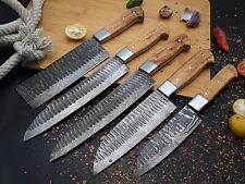 Hand Forged Damascus Steel Kitchen Chef Knife Set with Bag + Olive Wood Handle picture
