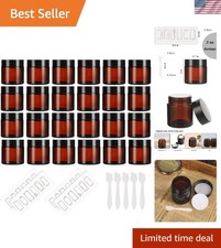 High-Quality 2oz Amber Glass Jars Set with Spatulas & Labels - Must-Have Storage picture