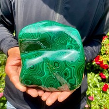 4.1LB   Natural glossy Malachite egg transparent cluster rough mineral sample picture