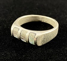Vintage Native American Sterling Silver Abalone Shell Inlay Stone Ring D147 picture