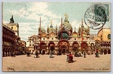 Venezia Antique Italy Postcard VENICE Venezia Basilica St. Marks 1912 picture