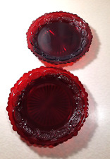 Set of 2 Vintage Avon Ruby Red Cape Cod 1876 Glass 7.5 inch Dessert Salad Plates picture