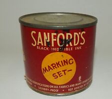 Sanford's Black Indelible Ink Marking Set Metal Tin  picture