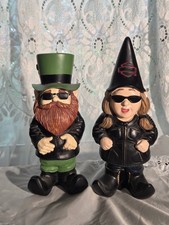 Harley-Davidson Retired St Patricks Day Gnome and Lady Garden Gnome Nice picture