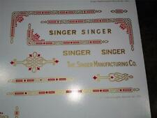 SINGER FEATHERWEIGHT GOLD W/RED INLAY **PRE TRIMMED** DECALS / SCREEN PRINTED picture