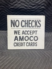 Vintage Amoco Credit Cards Metal Service Station Sign ( 11.5 x 12.25) picture