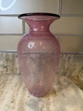 Vintage Blenko Dusty Rose Crackle Glass Baluster Vase (Design #8310S) picture