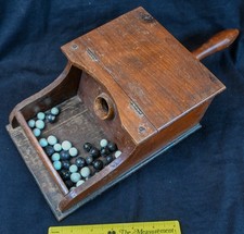 Vintage Voting Ballot Box, Fraternal, 37 White China and Clay Marbles, S1677 picture