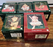 Vintage Carlton Cards Christmas Ornaments Lot of 6 Animals & Little Girl Ballet picture