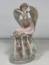 Vintage Members Mark OWell Angel Figurine Dressed in Pink on Balcony With Dove picture