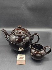 Rare - Chocolate Brown Betty Teapot and Creamer Set picture