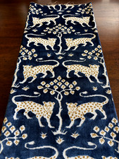 SCHUMACHER WOODLAND LEOPARD VELVET FABRIC SAPPHIRE COLORWAY REMNANT 30