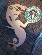 Vintage Mermaid Starbucks Sign Wooden Mall Hanging Double sided picture
