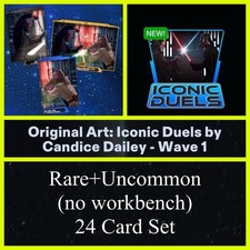 ORIGINAL ART ICONIC DUELS RARE+UNC BASE 24 CARD SET-TOPPS STAR WARS CARD TRADER picture