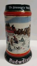 Vintage 1991 Budweiser Holiday Stein The Seasons Best CS133 Ceramarte Clydesdale picture