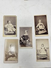 Antique 1800s CDV Photo Card Lot 5 Original Sepia Children Portrait Photography picture
