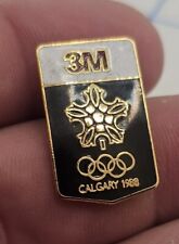 VTG Lapel Pinback Hat Pin Olympic 3M Calgary 1988 Enameled Gold Tone picture