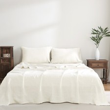 100% France Linen Sheets 4 Pcs Set 1 Flat Sheet 1 Fitted Sheet 2 Pillowcases picture