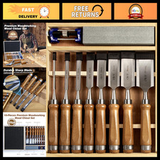 10Pcs Wood Chisel Set, CR-V Steel with Sharpening Kit & Wooden Storage Box picture