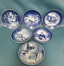 VTG Lot 6 Georg Jensen Denmark Blue/White Porcelain Plates 1st Issues + picture