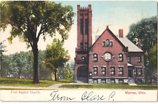 First Baptist Church-Warren, Ohio OH-1907 posted German postcard picture