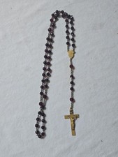 Vintage Gold Filled Garnet Red Glass Beads Rosary Christian, Catholic 17