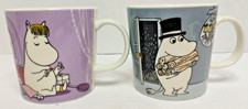 Arabia Finland Moomin Mugs Pair Snorkmaiden 2020 Lilac & Moominpappa 2023 Grey picture