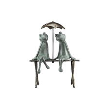 SPI Home Cast Aluminum Frog Lovers Garden Sculpture 18 Inches High, Green picture