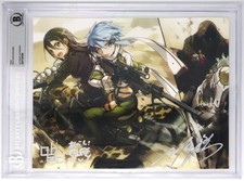 Sword Art Online SAO - Signed Art Print - Reki Kawahara & abec - Kirito & Sinon picture