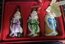 Waterford Holiday Heirlooms Blown Glass Santa Ornament Set of 3 Christmas 144259 picture