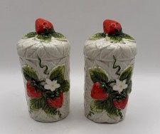 Vintage Sears & Roebuck Ceramic Strawberry Salt & Pepper Shakers picture
