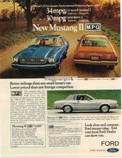1975 Ford Mustang II MPG Blue Hardtop, Brown 2+2, Silver Ghia Vintage Ad  picture