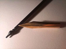 Rare Stunning 19th C. John Holland No. 9 Dip Pen, Golden Nib, Finial Wood Holder picture