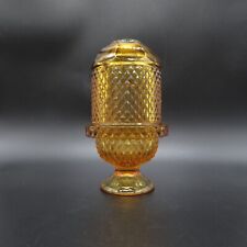 Viking Glass Diamond Point Amber Glimmer Fairy Lamp - With Pedestal - 7