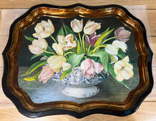 Vintage Metal Tulip Toleware Tray by Stephanie Hoppen for Keller Charles picture