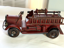 Vintage Style Metal Fire Truck Model w/ Hose Reel & Ladder - Firefighting Theme picture