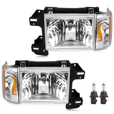 Ford Truck Headlight Assembly 1987 1991 Chrome Amber picture