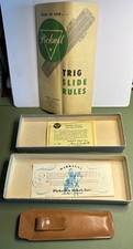Vintage Pickett Model 200 Pocket Trig Slide Rule Complete Box Paperwork Leather picture