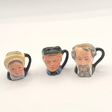 Royal Doulton Miniature Character Jugs Dickens Oliver Twist Betsy Trotwood Set 3 picture