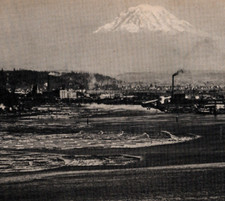 J R Eyerman, Waterfront & Mt. Rainer Tacoma, Washington JUMBO Postcard 9 x 7 