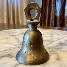 VTG 60s MCM Etched Engraved Brass Tapered Bell Clapper Bells of Sarna India 2.5” picture