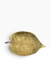 Vintage 1950s VA Metalcrafters Brass Linden Leaf Tray/ Ashtray picture