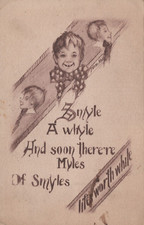 Smile A While and Soon There's Miles of Smiles Posted VTG Divided Back Postcard picture