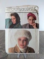 Simplicity Pattern 7733 Hats Hood Headband One Size Vintage Crafts picture